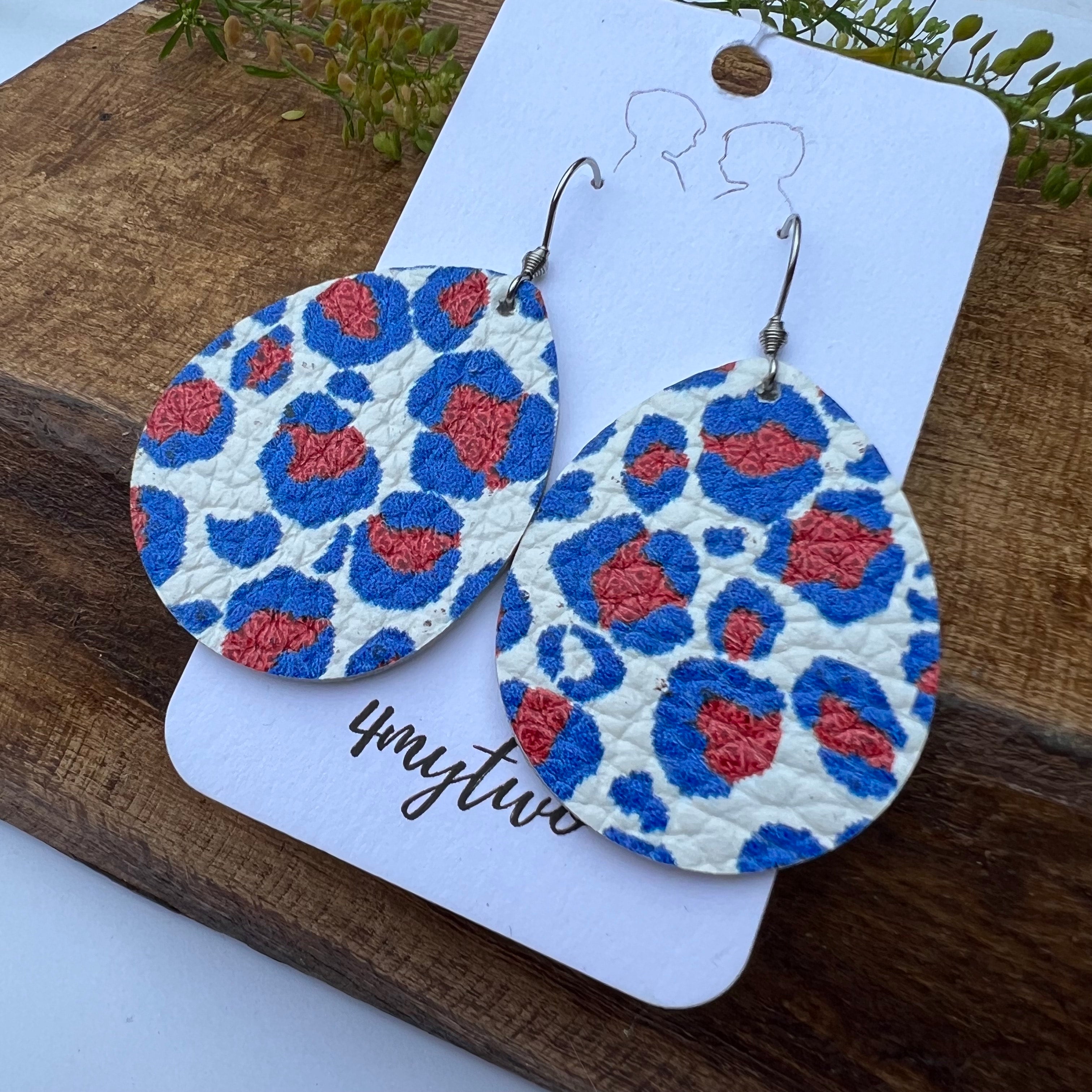 Leopard Print Clay Semi Circle Drop Earrings - Animal Theme Collection